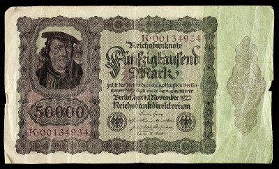 1922年起的德国货币50000马克