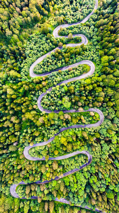 罗马尼亚喀尔巴阡山脉蜿蜒的道路