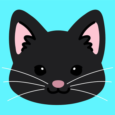 简单可爱的黑猫脸平彩色
