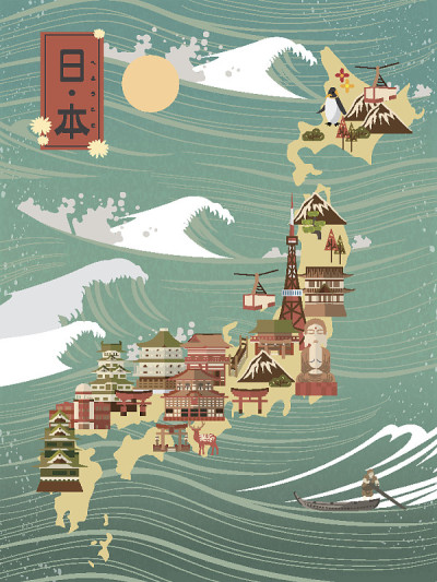 复古日本旅游海报