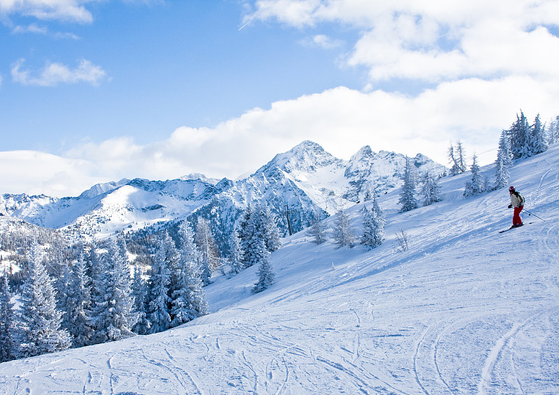 滑雪胜地Schladming。奥地利