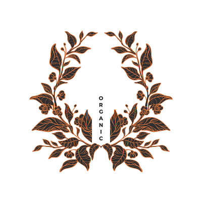 向量茶分支。艺术线边界复古图案