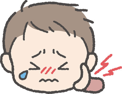 脸颊/牙齿酸痛的男孩的插图