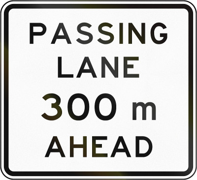新西兰路标-前方300米有通行车道