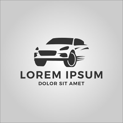 汽车矢量标志。适用于汽车、维修、运输或汽车商店的标志。平的颜色风格