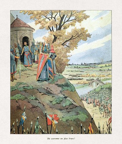 插图的菲利普二世的法国提供他的皇冠最勇敢