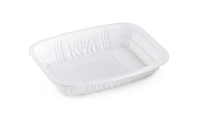 白色背景上的白色塑料食品盒