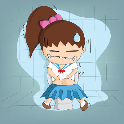 学生女孩需要厕所，矢量平面概念和卡通设计