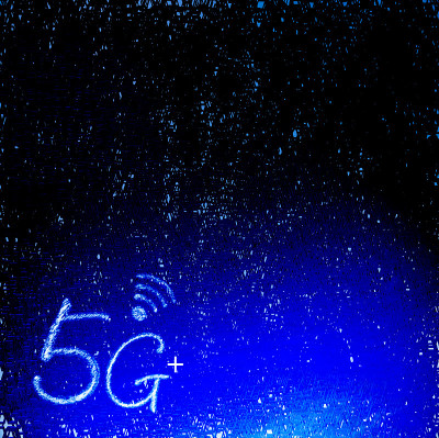 5G +信号通信图标与良好的背景