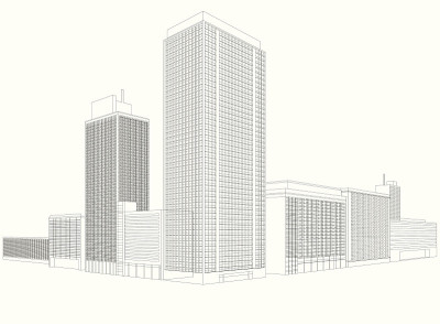 住宅城市线框建筑