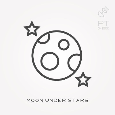 线图标月亮下的星星