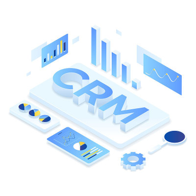 CRM解决方案等距插图概念