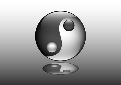 阴阳图标设计具有镜面效果