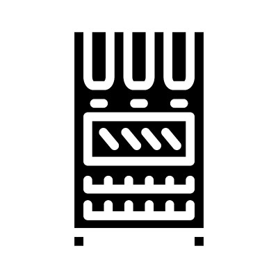 用于储存和充电片剂药物的橱柜，商用设备字形图标矢量插图