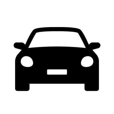 汽车图标。汽车车辆孤立。运输图标。汽车剪影正面视图。轿车，车辆或汽车符号上的白色背景-股票矢量。