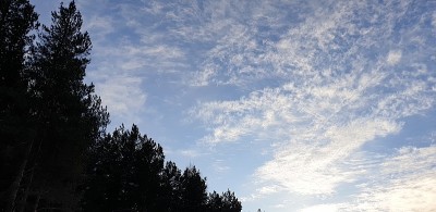 冬天蓝色的天空中有云