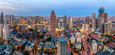 航拍天津市中心建筑景观