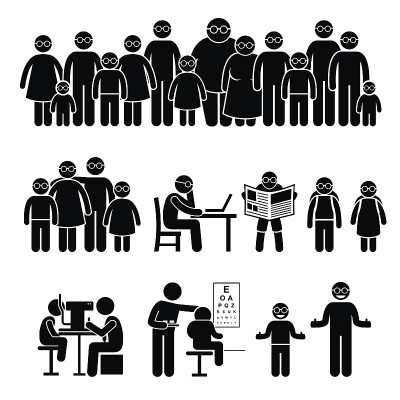 人们儿童家庭戴眼镜插图