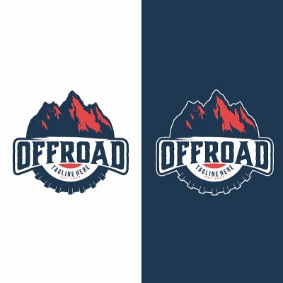 Off道路矢量设计模板与山的背景和冒险的汽车车轮