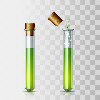 一套有软木盖的科学或医疗用玻璃器皿