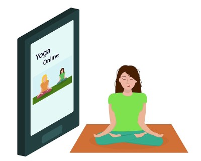 一名年轻女子在家做瑜伽。健康的生活方式的概念