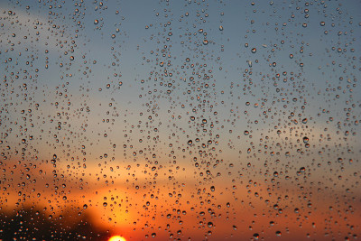 雨滴落在窗户上