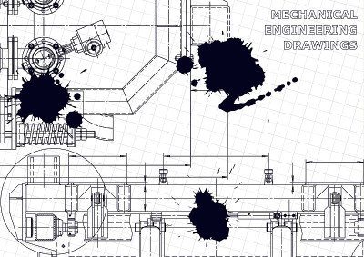 计算机辅助设计系统。技术插图,背景。机械工程制图