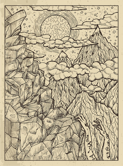 山。莱诺芒神谕塔罗牌的神秘概念。