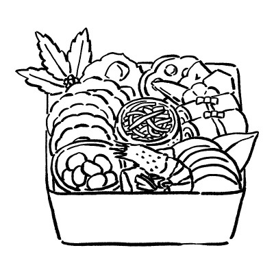 水墨画风格的大濑年糕矢量插图