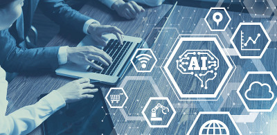 AI(人工智能)概念。通信网络。