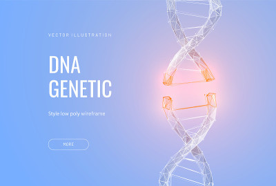 Dna疾病的概念。蓝色结构风格的插图。向量