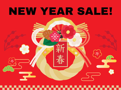 背景插图的新年销售和日本信件。