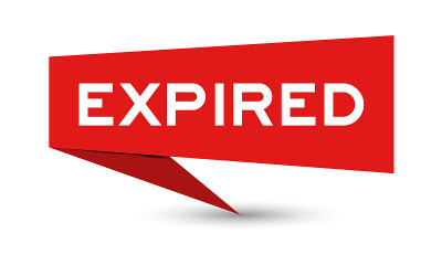 Red color paper speech banner with word expired on