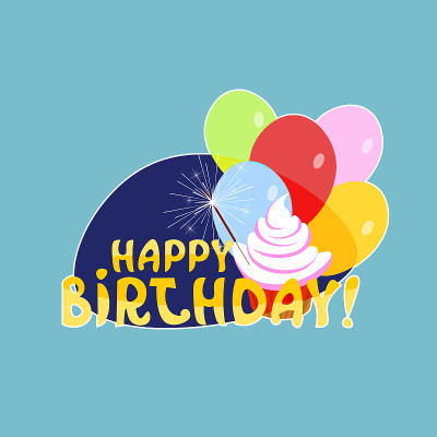 生日快乐贴纸社交媒体网络信息徽章设计