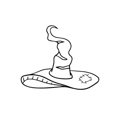 魔术帽的草图。涂鸦插图。矢量元素万圣节设计。