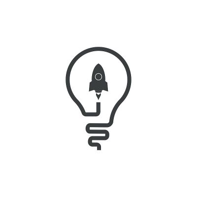 火箭创意标志设计模板。矢量图