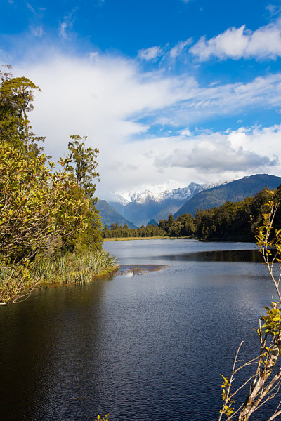 库克山和塔斯曼山从马锡森湖，新西兰南岛