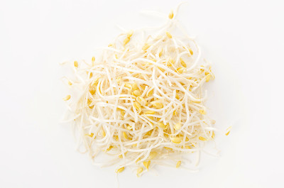 白色背景上的大豆芽