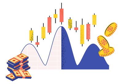 在线股票市场。日本烛台图表。金融市场。
