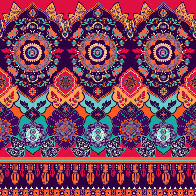 Colorful seamless Paisley pattern. Decorative indi