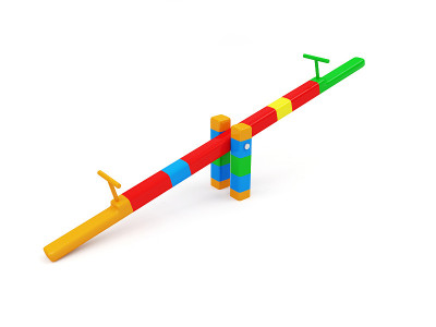参见Saw Swing on Children's Playground孤立的白色背景