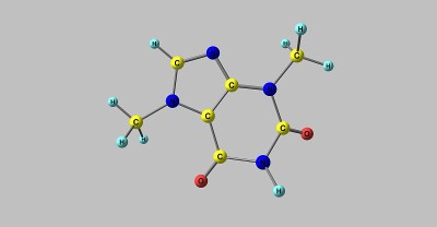 咖啡碱在灰色上的分子结构孤立