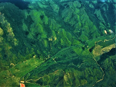 地球表面鸟瞰图。绿地景观。