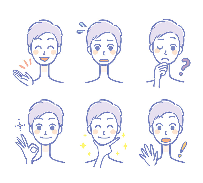 Men's facial expression set