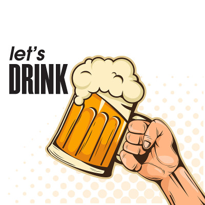 让我们喝手握啤酒背景矢量图像