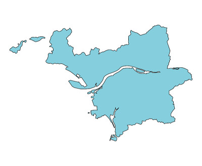 日本和歌山县和歌山市地图。