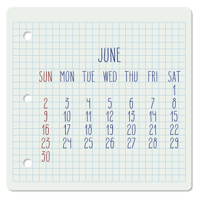 2019年6月月历