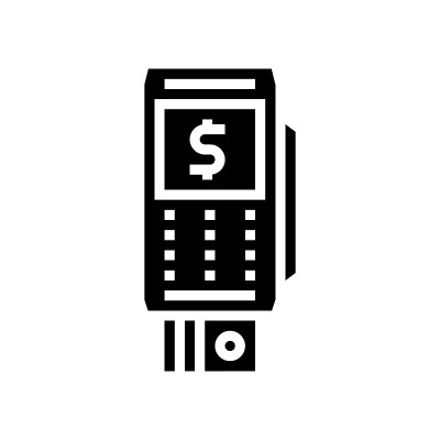 银行卡联系支付pos终端图形图标矢量插图