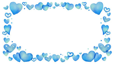 Heart background painted in blue watercolor. There