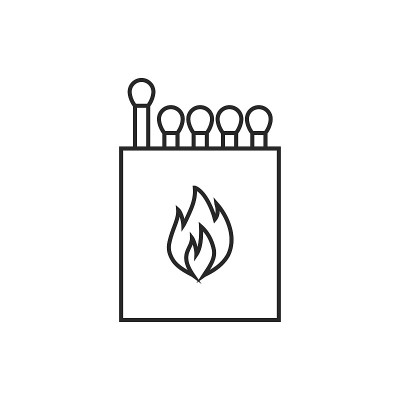 Box of matches illustration. Fire vector outline i